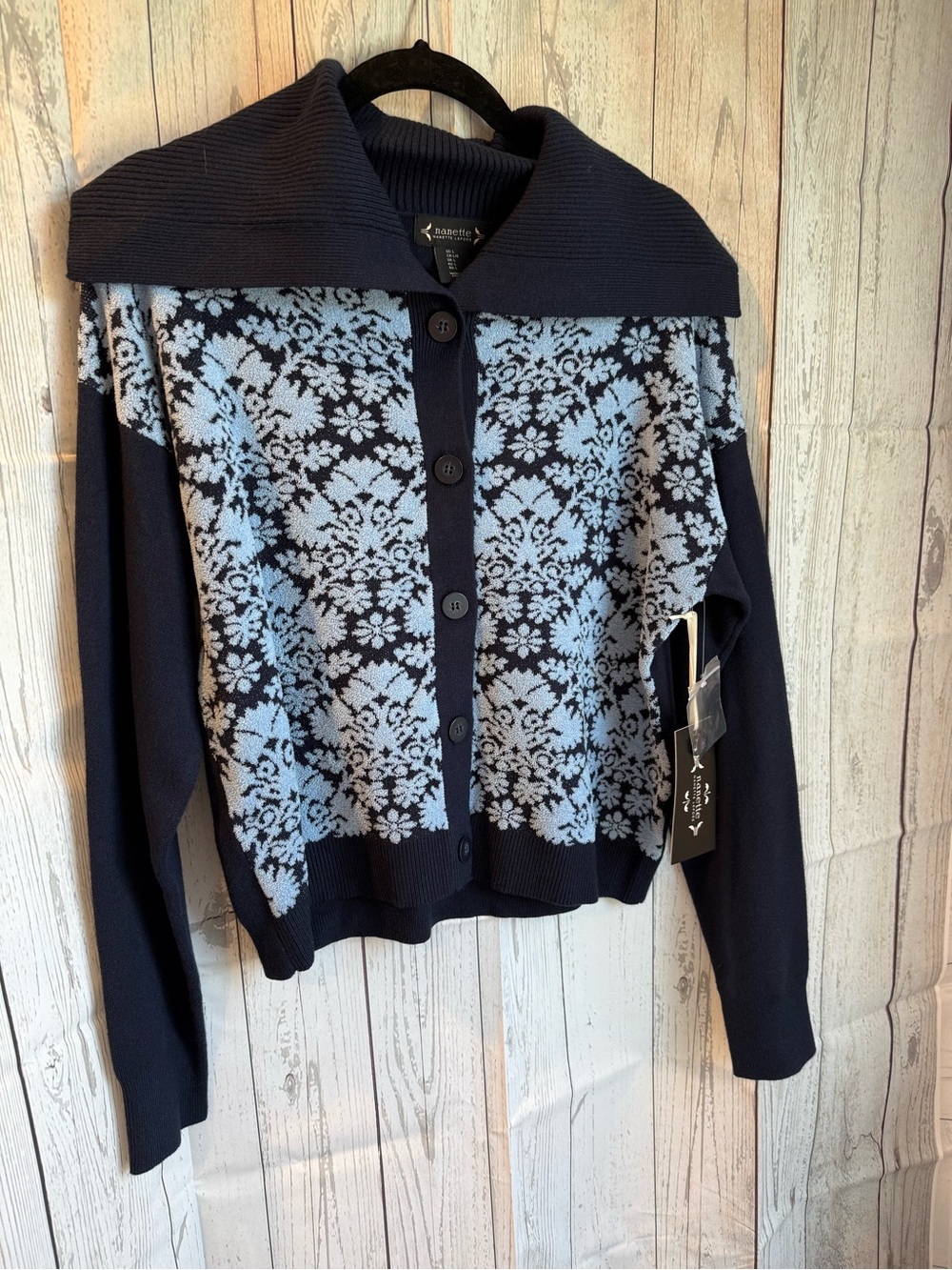 Nanette Lepore Navy Cardigan Large NWT